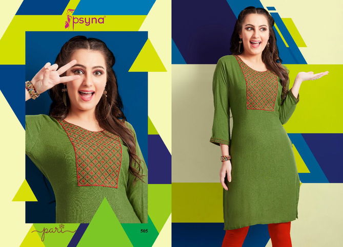 Pari Vol 5 By Psyna Rayon Straight Kurtis Wholesale Price In Surat